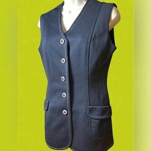 Vintage 1960’s navy blue button down long vest. James Kenrob by Dalton